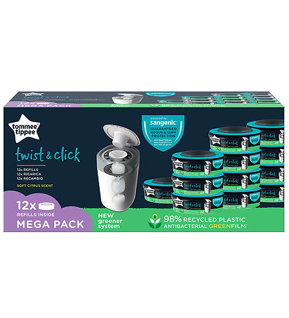 Tommee Tippee Sangenic 기저귀 가방 - 트위스트&클릭 리필 - 12개입