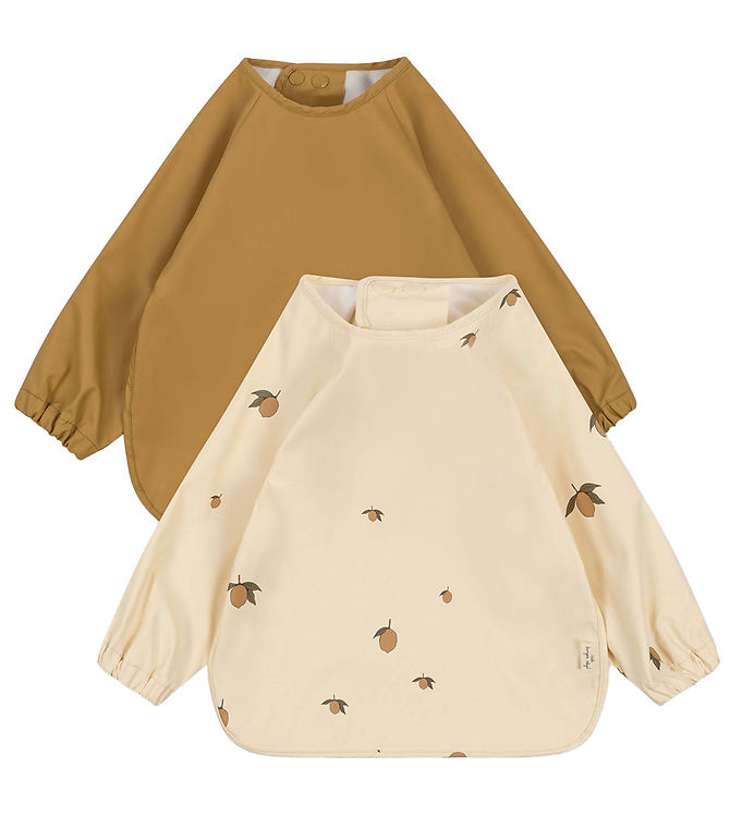 Konges Sløjd 2-pak hagesmæk med ærmer - LEMON