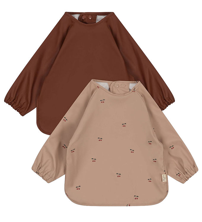 Konges Sløjd 2-pak hagesmæk med ærmer - CHERRY