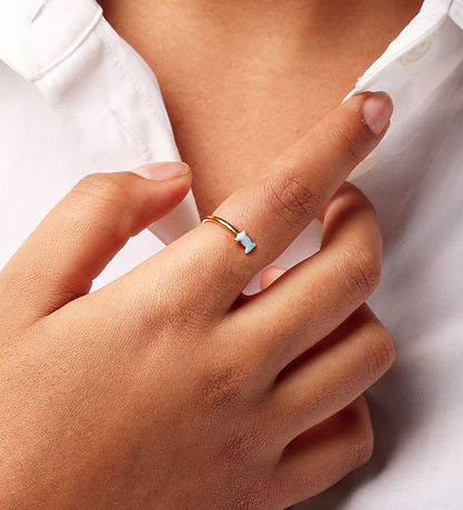 Design Letters Ring - Bow Tie - Guld/Lyseblå Design Letters Ring - Bow Tie - Guld/Lyseblå