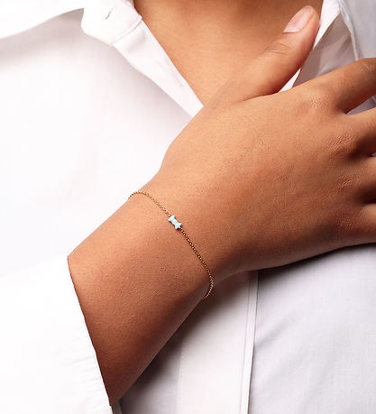 Design Letters Armbånd - 20 cm - Bow Tie - Guld/Lyseblå Design Letters Armbånd - 20 cm - Bow Tie - Guld/Lyseblå