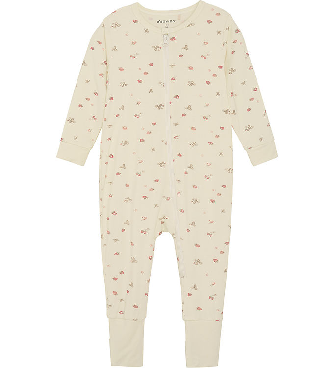 Minymo Natdragt - Viskose - Strawberry Ice m. Jordbær