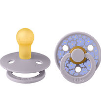 BIBS Colour Sutter - 2-pak - Str. 2 - Rund - Fossil Grey m. Blom BIBS Colour Sutter - 2-pak - Str. 2 - Rund - Fossil Grey m. Blom