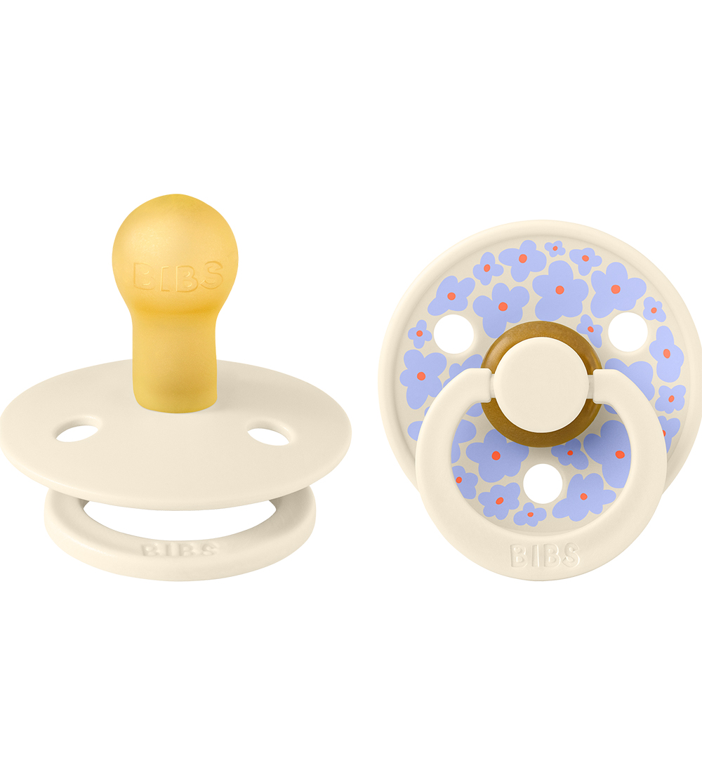 BIBS Colour Schnuller - 2er-Pack - Gr. 1 - Rund - Ivory m. Blume - BIBS - 0-6 mt - Schnuller