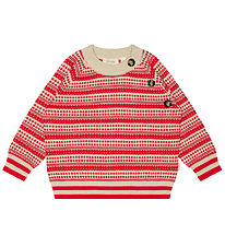 Petit Piao Bluse - Strik - Light Nordic - Off White/Bright Red Petit Piao Bluse - Strik - Light Nordic - Off White/Bright Red