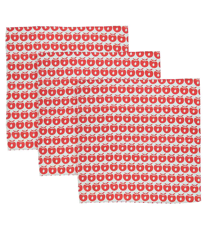 Småfolk Stofbleer - 3-pak - 79x79 - Apple Red
