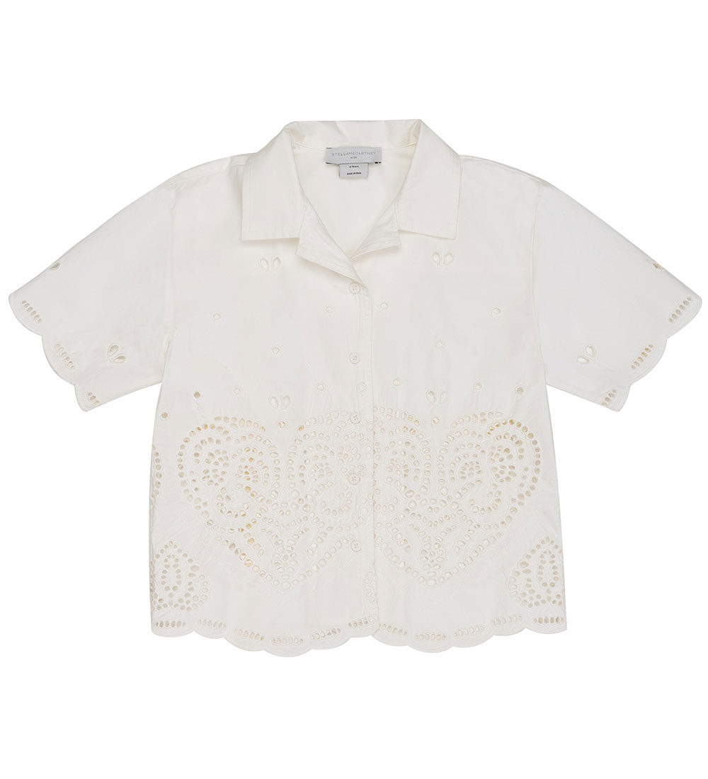 Stella McCartney Kids Hemd - Ivory m. Lochmuster - Stella McCartney Kids - 8 Jahre (128) - Hemd/Bluse K/Ä