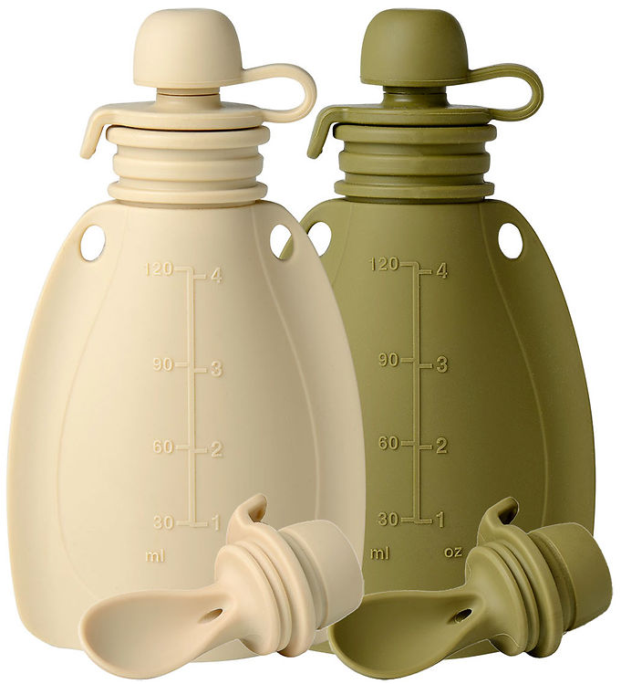 Mininor Smoothieposer - 2-pak - Silikone - 120 ml - Beige/Grøn