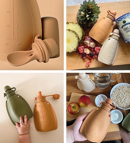 Mininor Smoothie bag w. Spoon - Silicone - 120 mL - Green