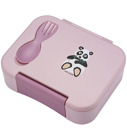 Carl Oscar Madkasse m. Gaffel/Ske - BentoBox - Pink m. Panda Carl Oscar Madkasse m. Gaffel/Ske - BentoBox - Pink m. Panda