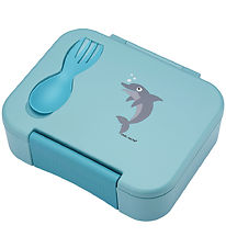 Carl Oscar Madkasse m. Gaffel/Ske - BentoBox - Blå m. Delfin