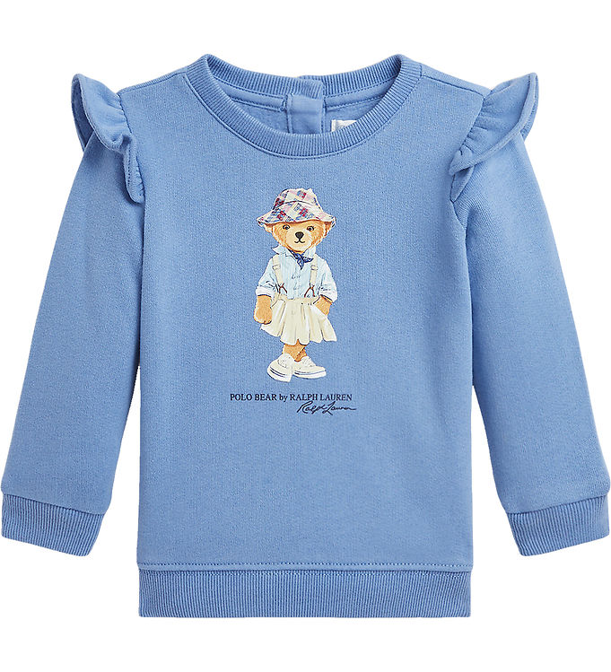 Polo Ralph Lauren Sweatshirt - Lyseblå m. Bamse/Flæser
