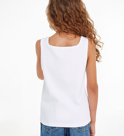 Calvin Klein Top - Rib - Badge Square - Bright White Calvin Klein Top - Rib - Badge Square - Bright White