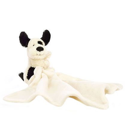 Jellycat Kúruteppi - 34x34 cm - Bashful Black & Cream hvolpur