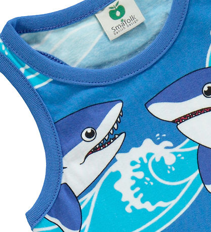Småfolk Sæt - Tanktop/Shorts - Brilliant Blue m. Hajer