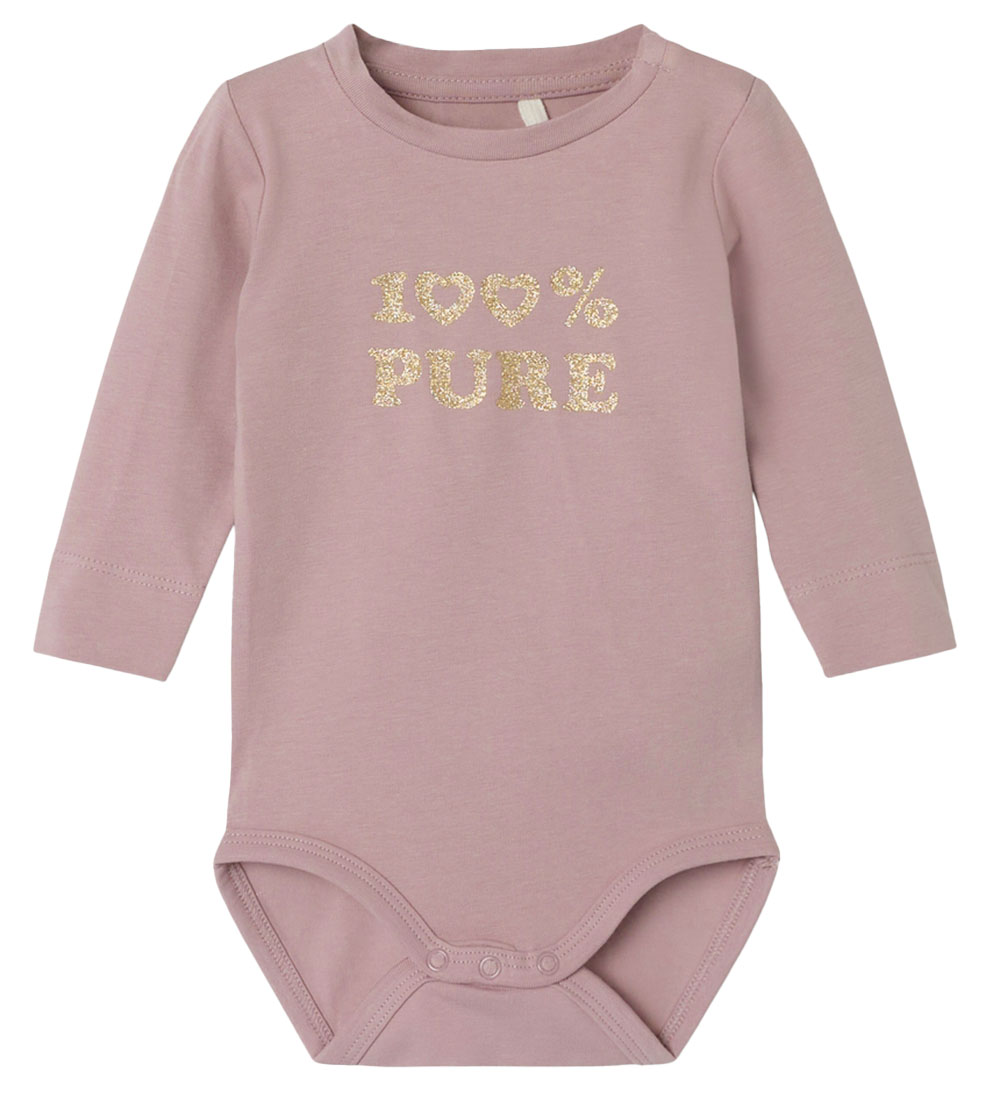Name It Body l/ä - NbfFanewa - Deauville Mauve m. Glitzer - Name It - 62 - Body L/Ä