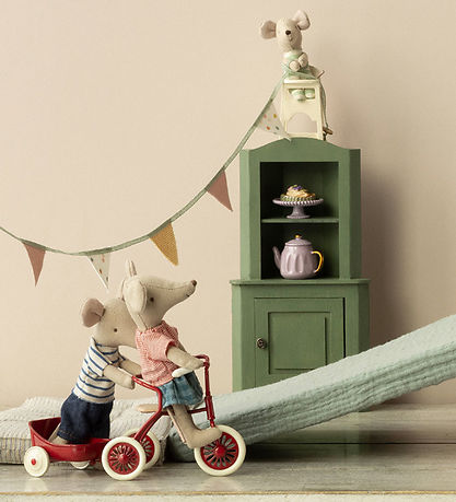 Maileg Dukketilbehør - Cykelanhænger - Mus - Rød