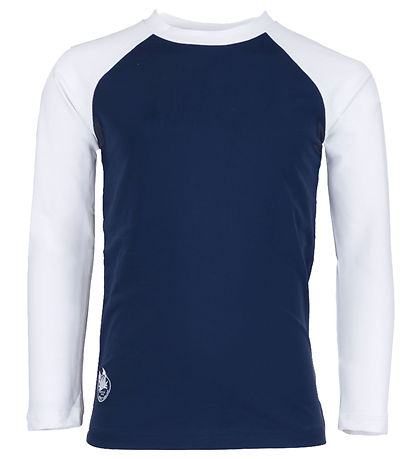 Petit Crabe Badebluse - Raglan - UV50+ - Blue/White Petit Crabe Badebluse - Raglan - UV50+ - Blue/White