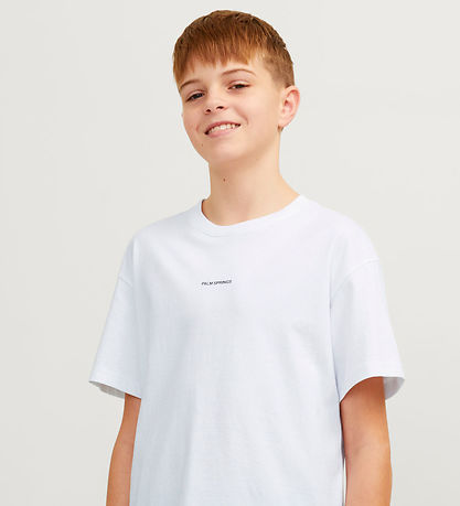 Jack & Jones T-shirt - JorAruba - Bright White m. Strand Jack & Jones T-shirt - JorAruba - Bright White m. Strand