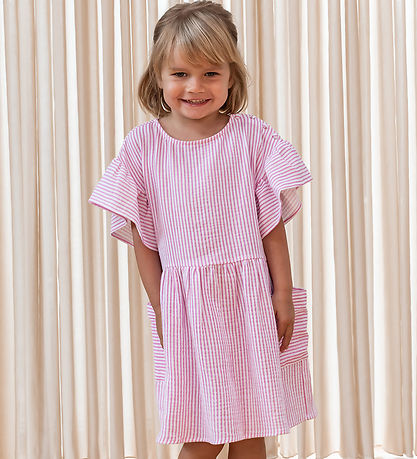 Fliink Kjole - Musselin - Ciao - Cloud Dancer m. Striber