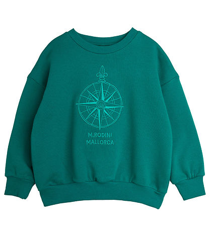Mini Rodini Sweatshirt - Compass Emb - Grøn Mini Rodini Sweatshirt - Compass Emb - Grøn
