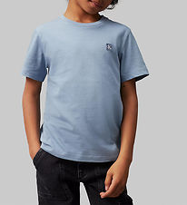 Calvin Klein T-shirt - Monogram Mini Badge - Faded Denim Calvin Klein T-shirt - Monogram Mini Badge - Faded Denim