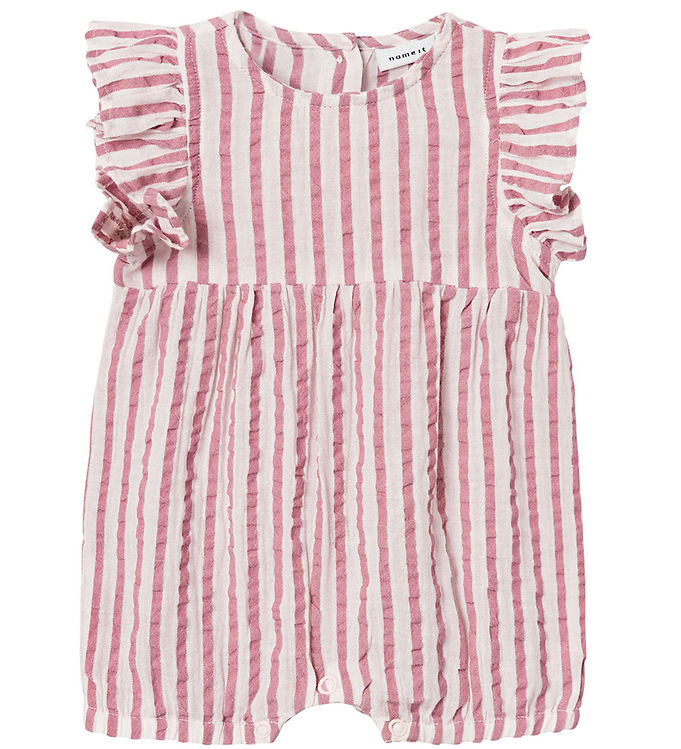 Name It Parfait Pink Stribet Sunsuit - Str. 1m 56cm