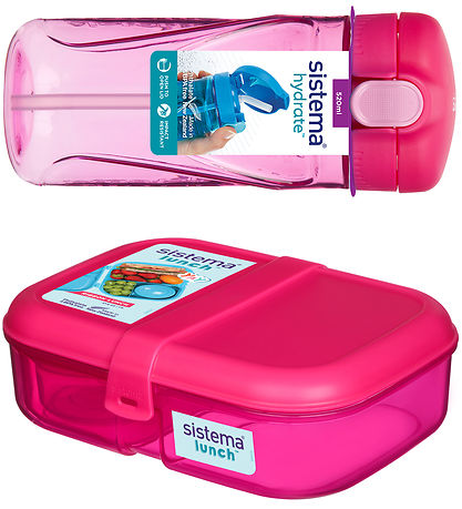 Sistema Madkasse m. Drikkedunk + Køletaske - Pink/Lilla Sistema Madkasse m. Drikkedunk + Køletaske - Pink/Lilla