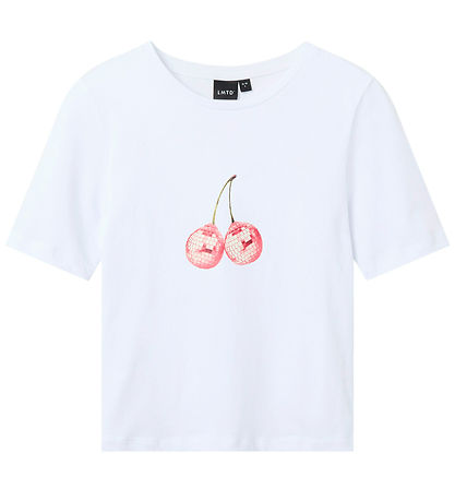 LMTD T-shirt - NlfFerry - Bright White m. Kirsebær