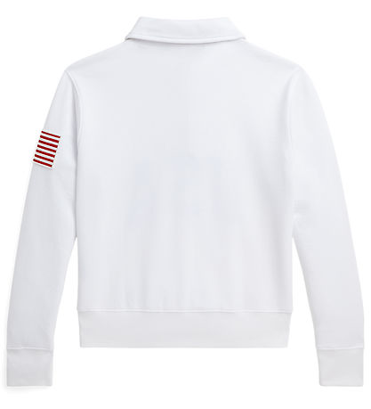 Polo Ralph Lauren Sweatshirt m. Lynlås - Cropped - Hvid m. USA