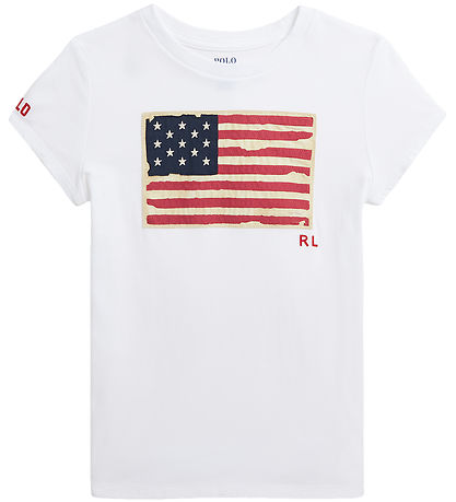 Polo Ralph Lauren T-shirt - Hvid m. Flag Polo Ralph Lauren T-shirt - Hvid m. Flag
