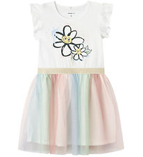 Name It Kjole - NmfAnna - Bright White m. Glimmer Name It Kjole - NmfAnna - Bright White m. Glimmer