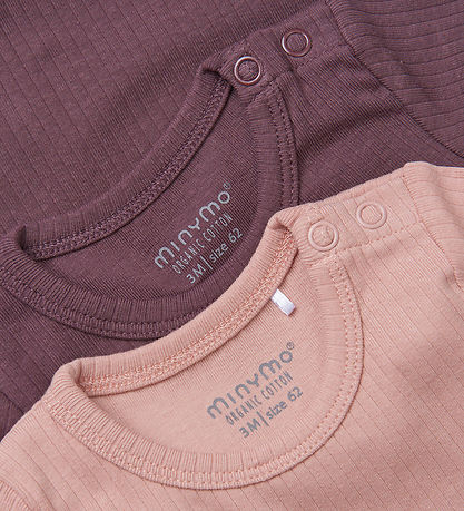 Minymo Bodysuit s/s - 2-Pack - Misty Rose