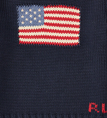 Polo Ralph Lauren Bluse - Strik - Navy m. Flag Polo Ralph Lauren Bluse - Strik - Navy m. Flag