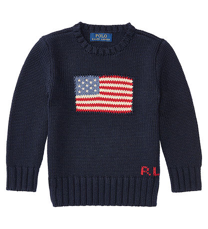 Polo Ralph Lauren Bluse - Strik - Navy m. Flag Polo Ralph Lauren Bluse - Strik - Navy m. Flag