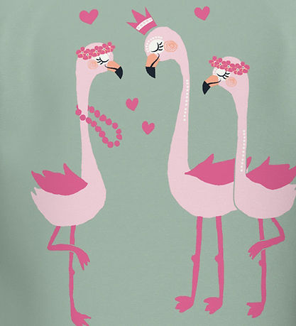 Name It T-shirt - NmfVix - Silt Green m. Flamingoer Name It T-shirt - NmfVix - Silt Green m. Flamingoer