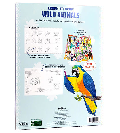 Eeboo Malebog - Lær At Tegne - Vilde Dyr