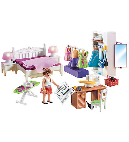 Playmobil Dollhouse - Soveværelse m. Syhjørne - 70208 - 67 Dele