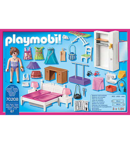 Playmobil Dollhouse - Soveværelse m. Syhjørne - 70208 - 67 Dele