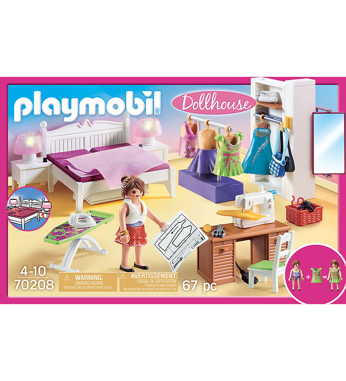 Playmobil Dollhouse - Soveværelse m. Syhjørne - 70208 - 67 Dele