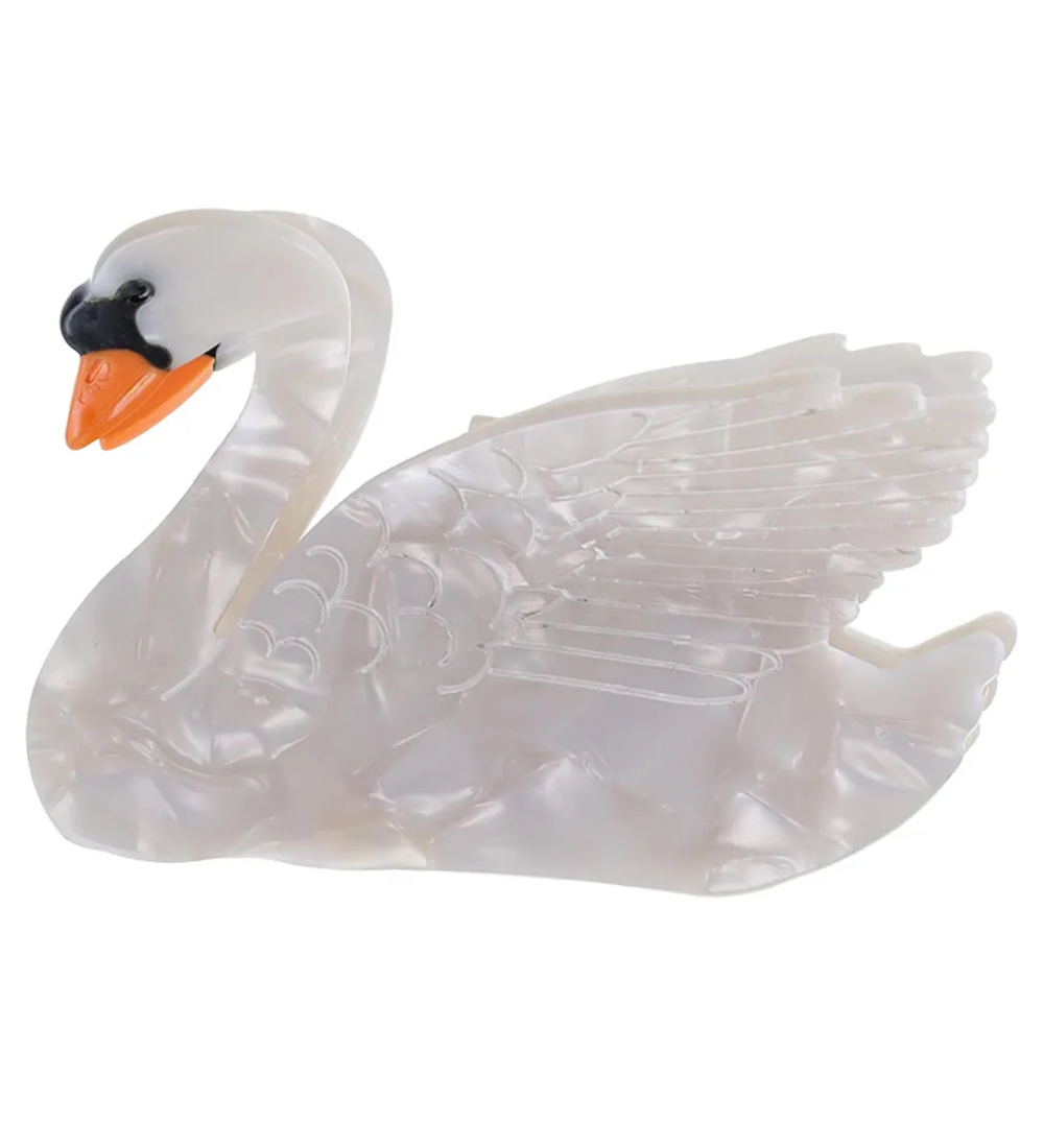 By Stær Haarspange - Schwan - 9x5 cm - Hellgrau - By Stær - One Size - Haarschmuck