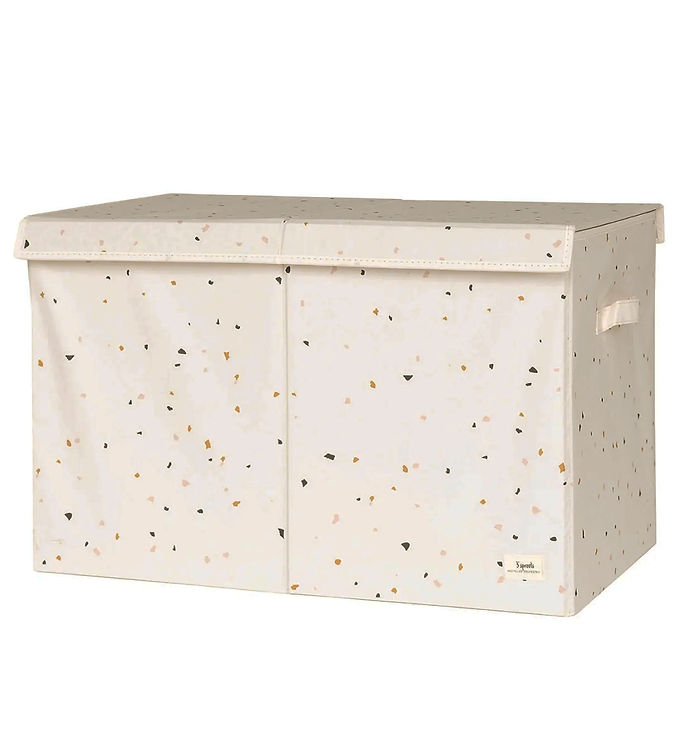 3 Sprouts Opbevaringskasse m. Låg - 63x38x39 cm - Terrazzo/Creme