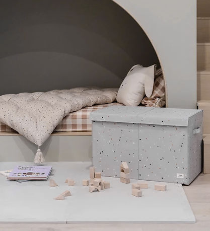 3 Sprouts Opbevaringskasse m. Låg - 63x38x39 cm - Terrazzo/Lyseg