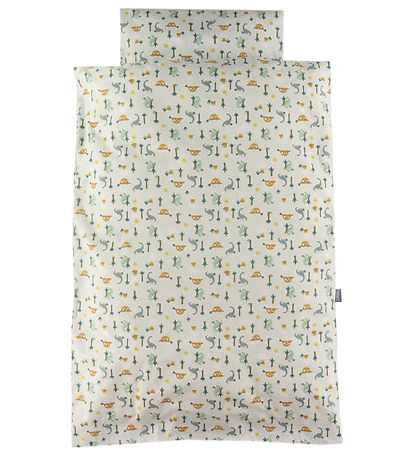 Nørgaard Madsens Sengetøj - Voksen - Hvid/Grøn m. Dinosaur