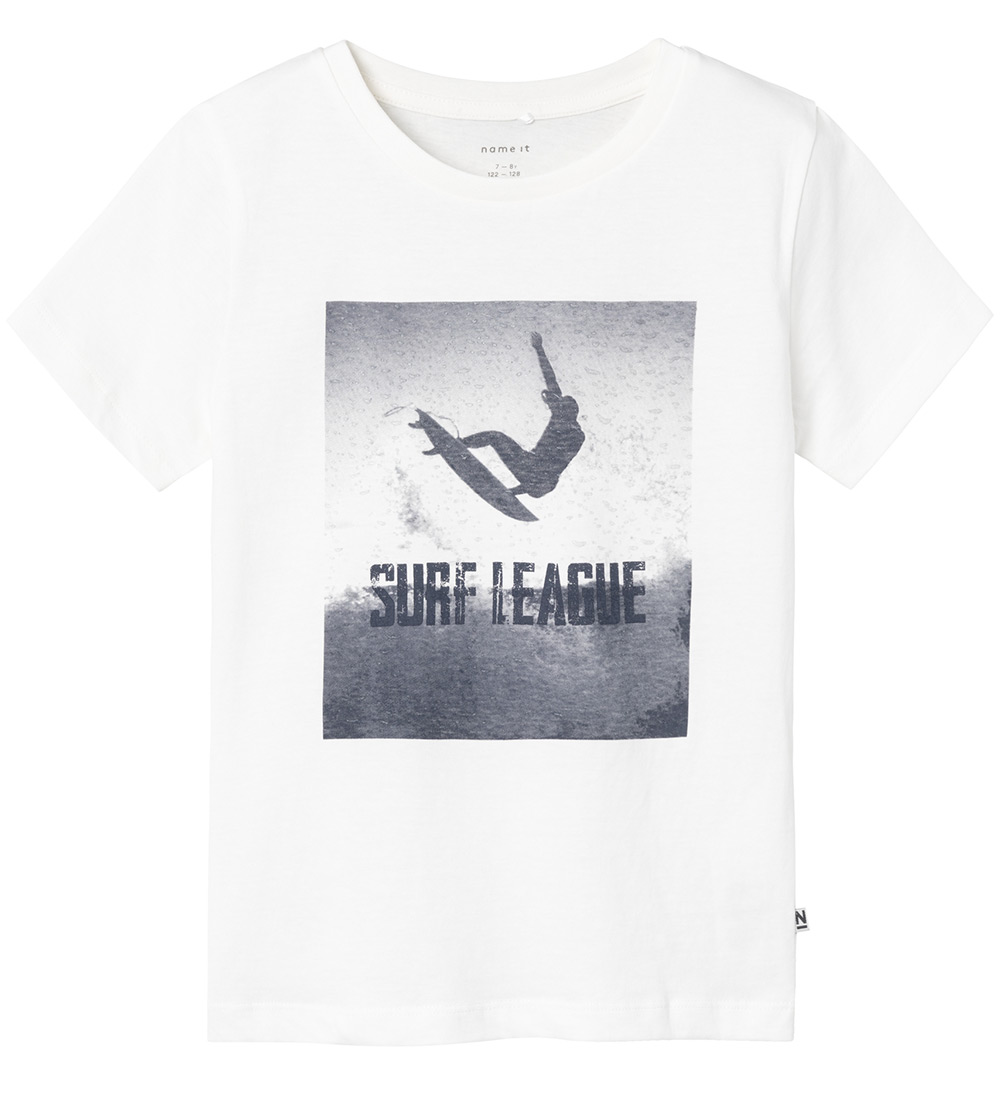 Name It T-Shirt - NkmJalmo - Bright White m. Surfer - Name It - 6 jaar (116) - T-Shirts