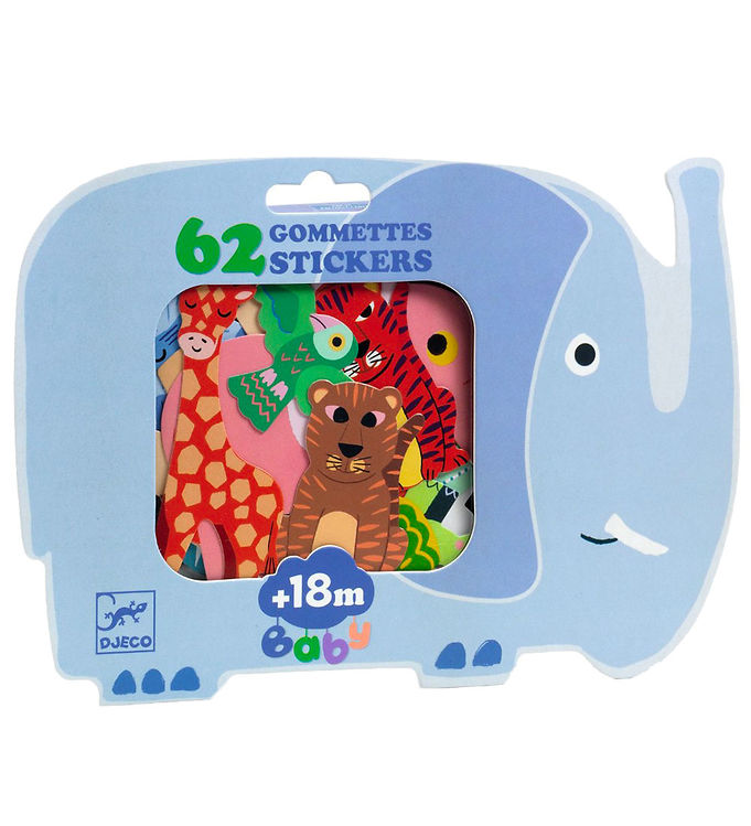 Djeco Klistermærker - 62 stk. - Safaridyr