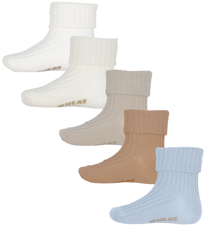 Wheat Strømper - 5-pak - Gaveæske - Evig - Blue
