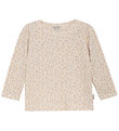 Minymo Bluse - Rib - Pink Champagne m. Blomster Minymo Bluse - Rib - Pink Champagne m. Blomster