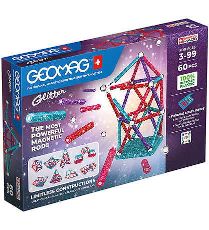 Geomag Magnetsæt - Glitter Recycled - 60 Dele