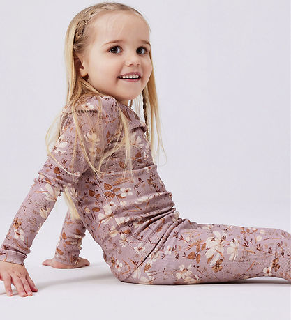 Name It Bluse - Rib - NmfNiara - Deauville Mauve m. Blomster